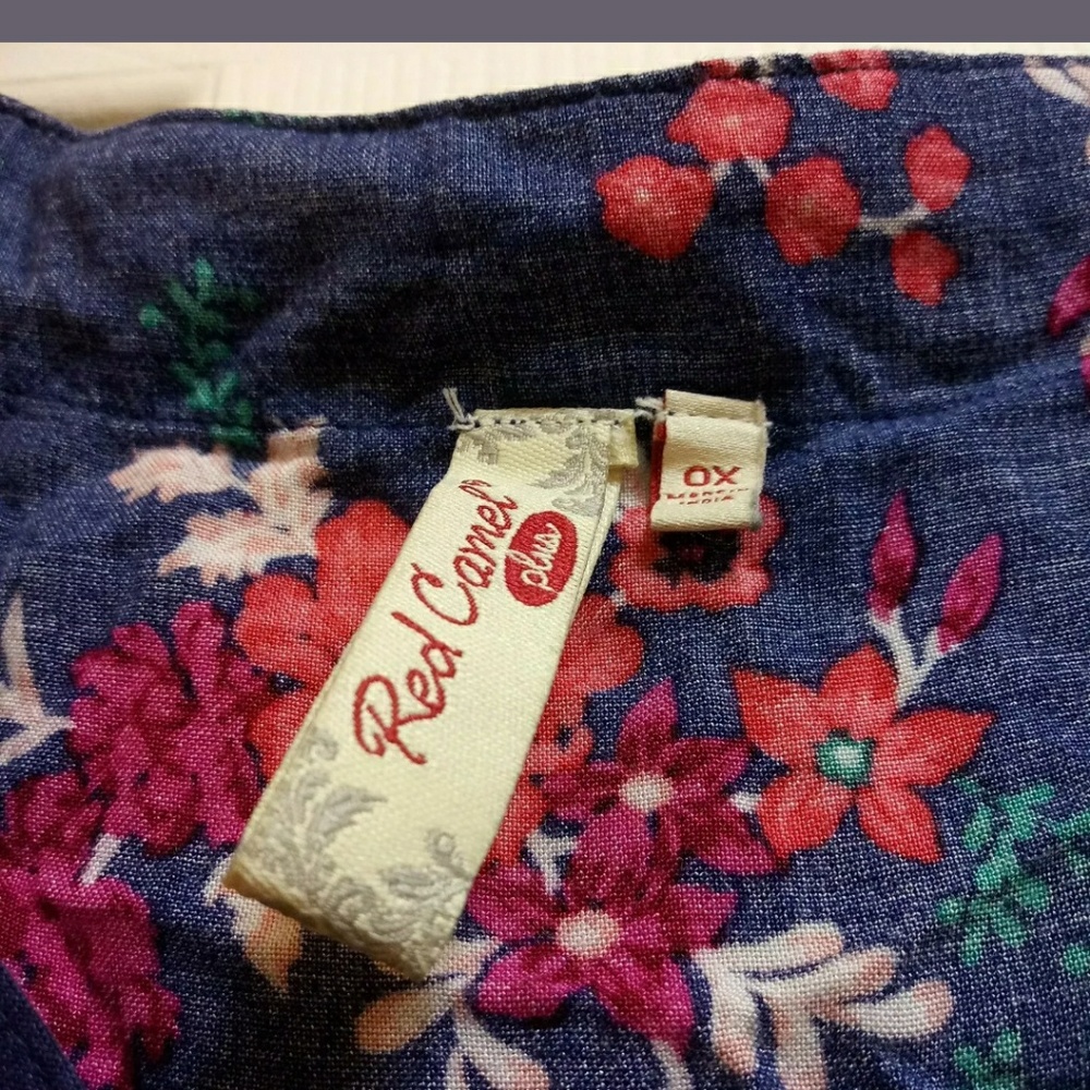 Red Camel Plus Women's Blouse Size 0x Blue Pink - Picture 4 of 4